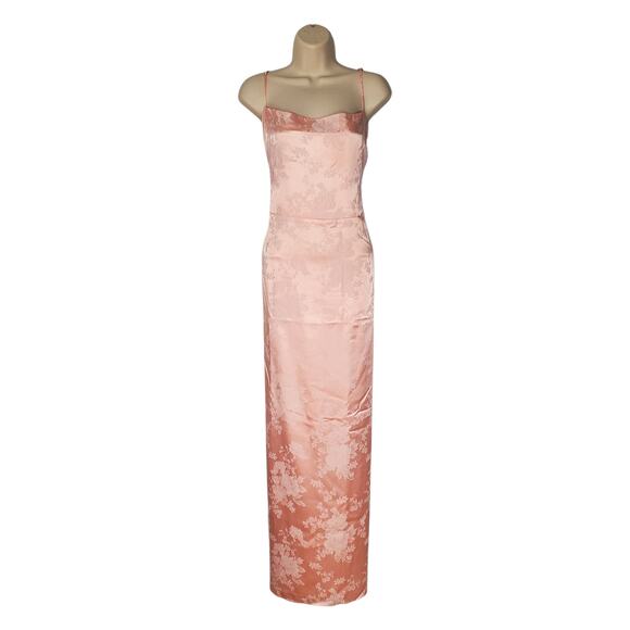 Reformation Frankie Floral Jacquard Satin Slip Maxi Dress Light Pink Size 10 - Picture 5 of 15